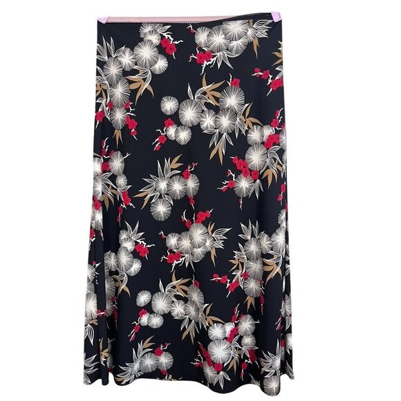 Retro Colorful Floral Skirt 12 Black Boho Western Hippie Indie 80s Folk Cowgirl - Picture 7 of 11